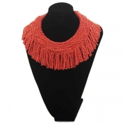 Beaded Collar Necklace with Tassel