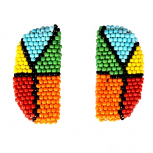 Beaded D Studs Earrings