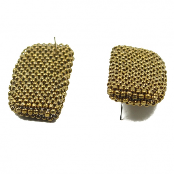 Beaded D Stud Earrings